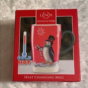 Lenox Red and Green Penguin Accent Mug